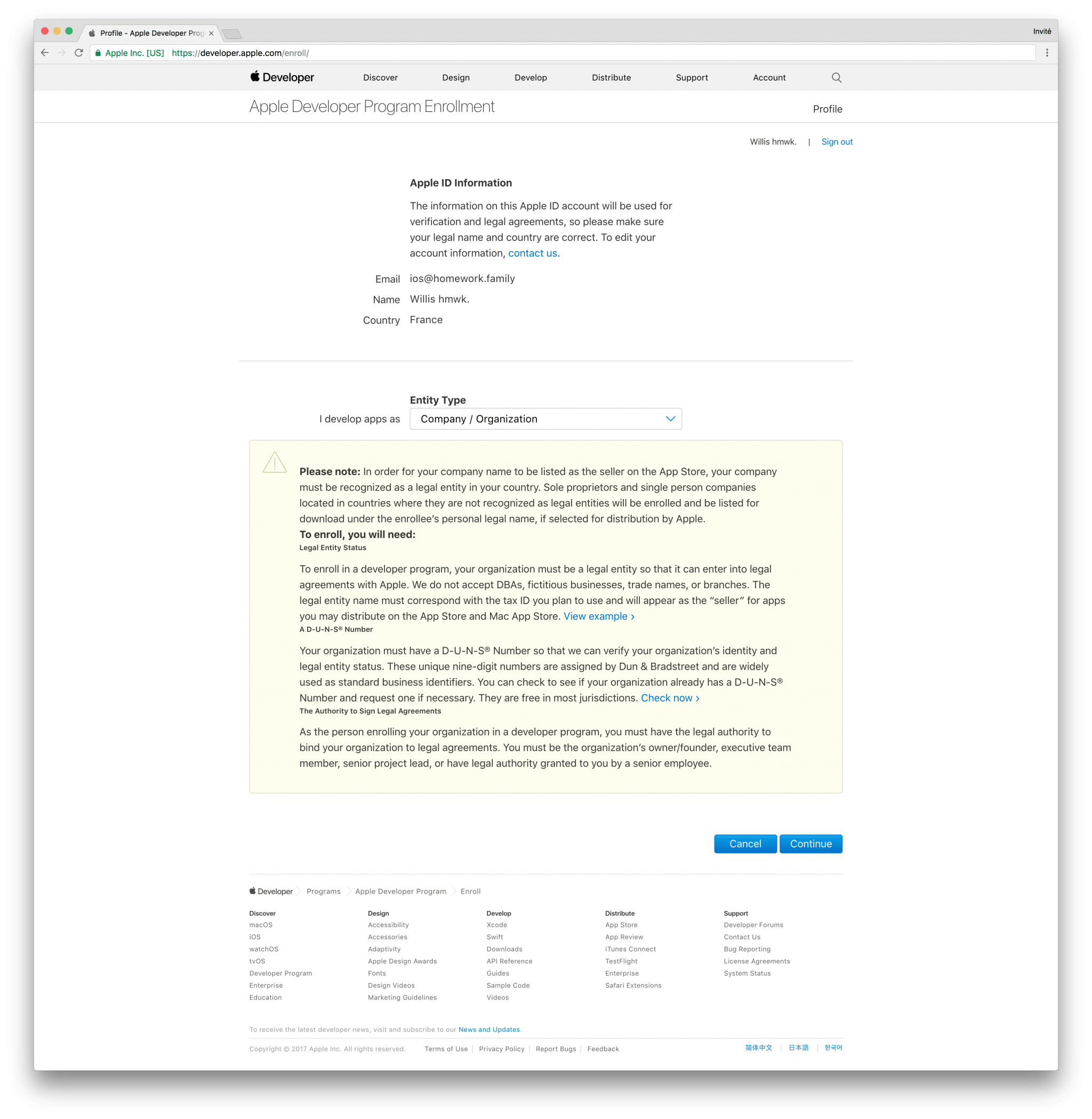 tutoriel apple developer company