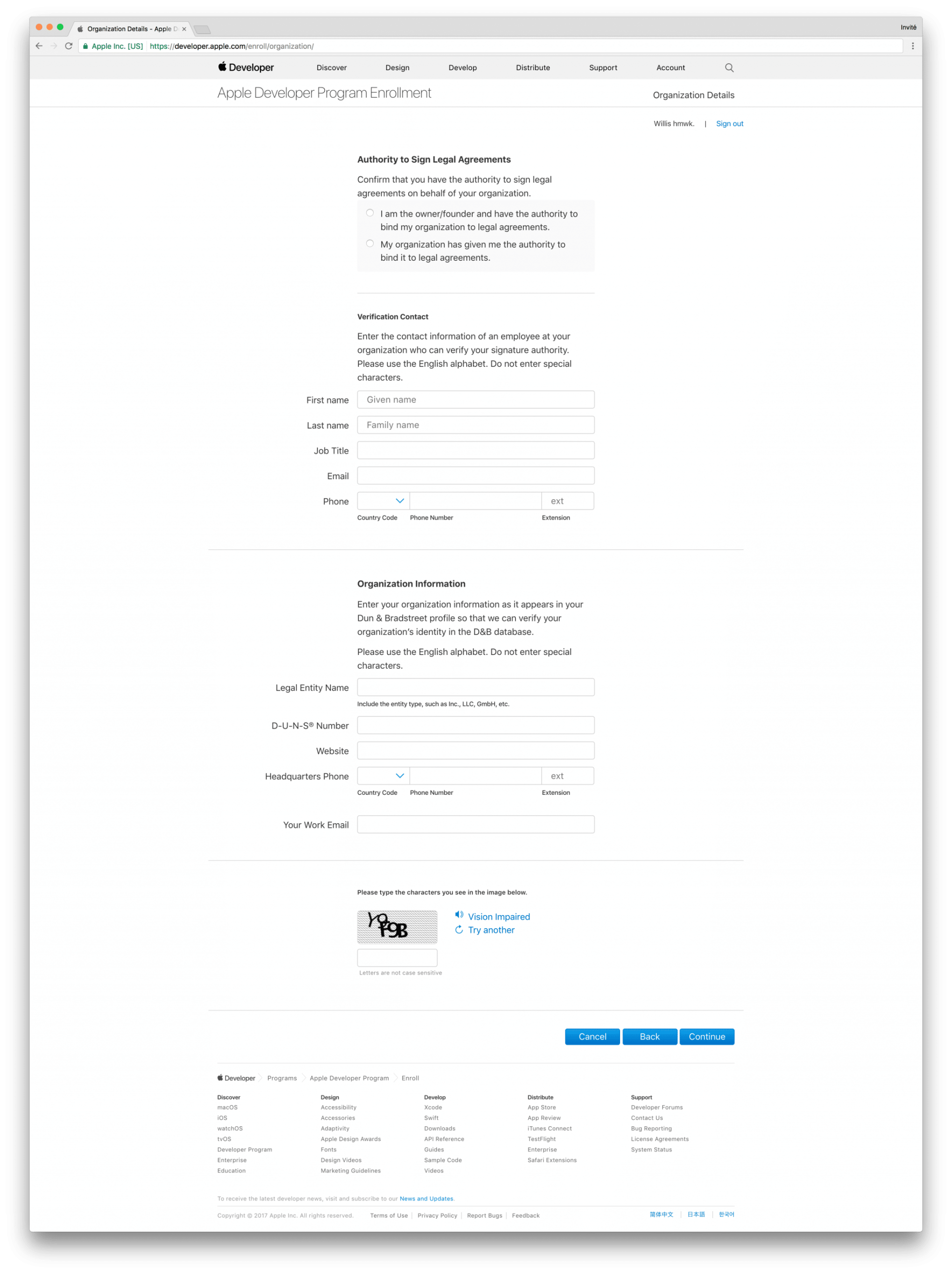 tutoriel apple developer company create