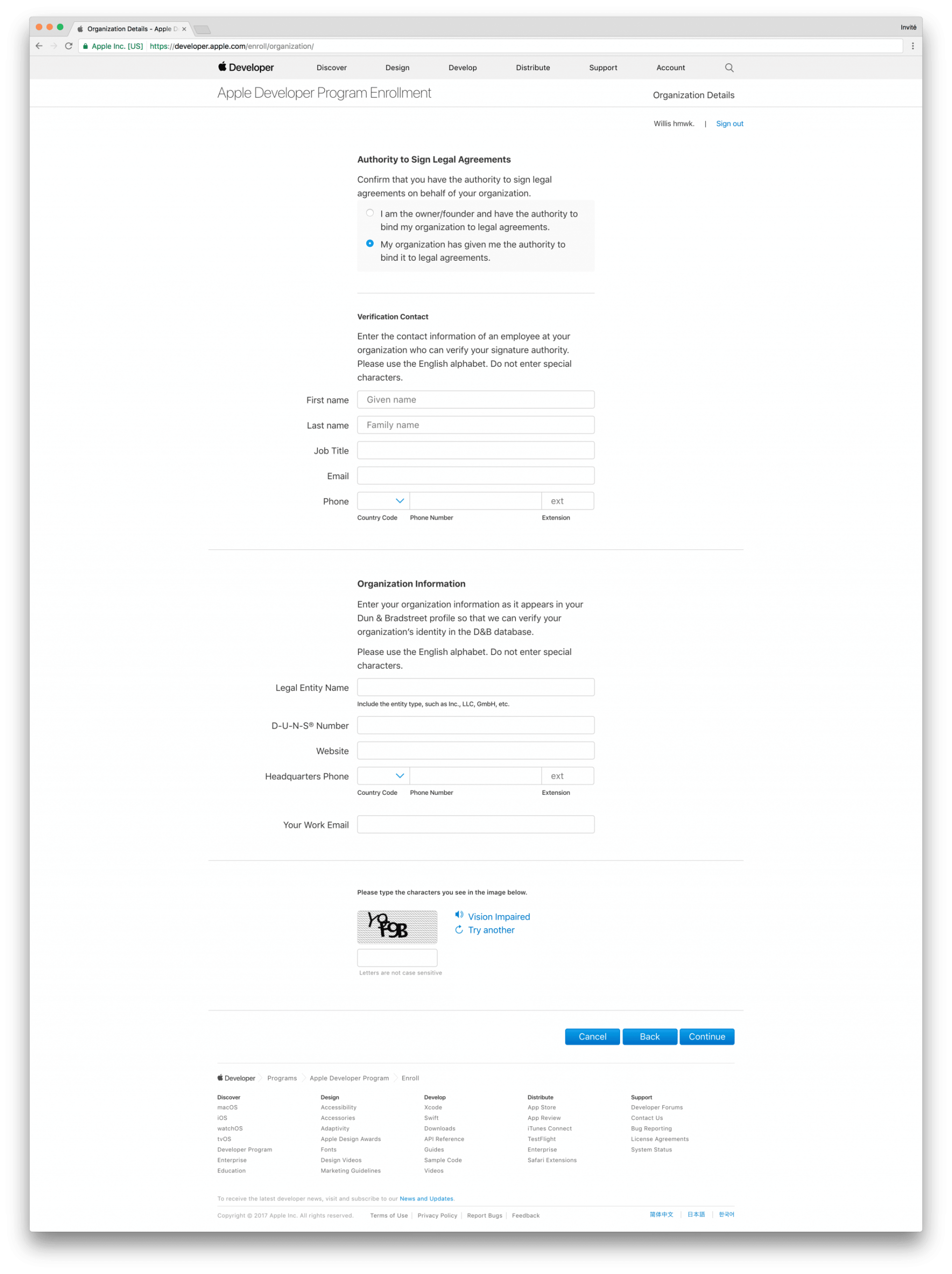 tutoriel apple developer company create not owner