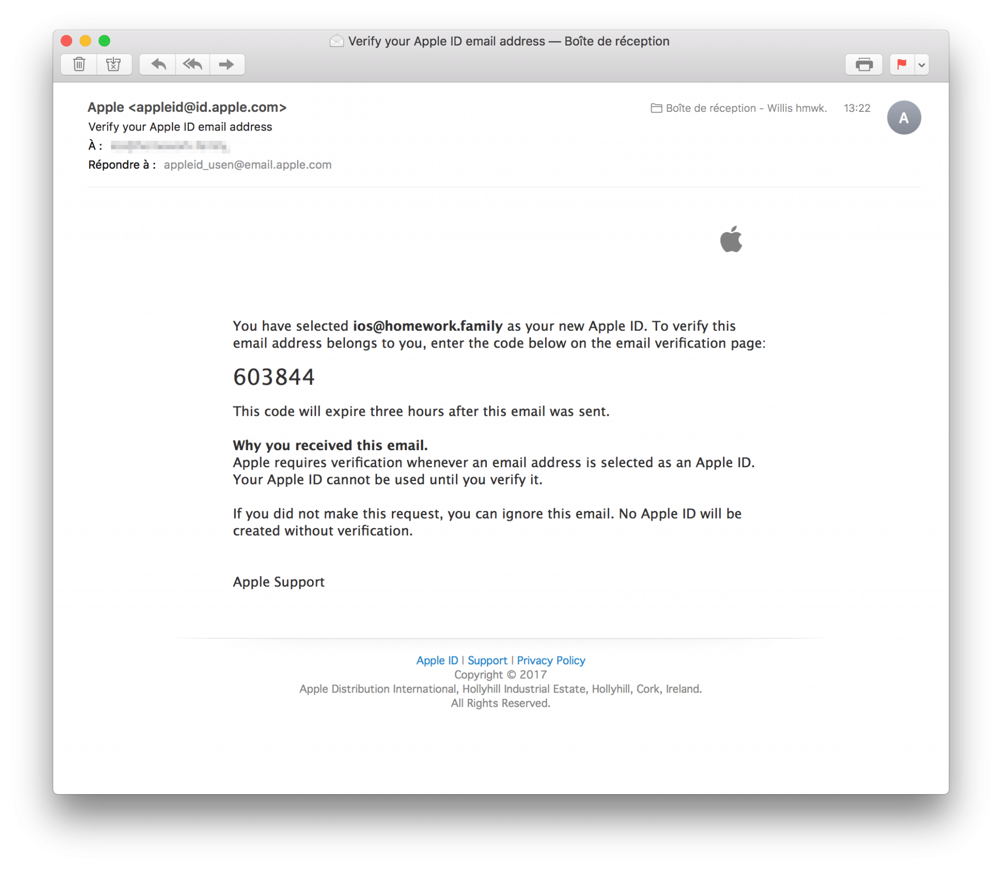 tutoriel apple developer confirm email
