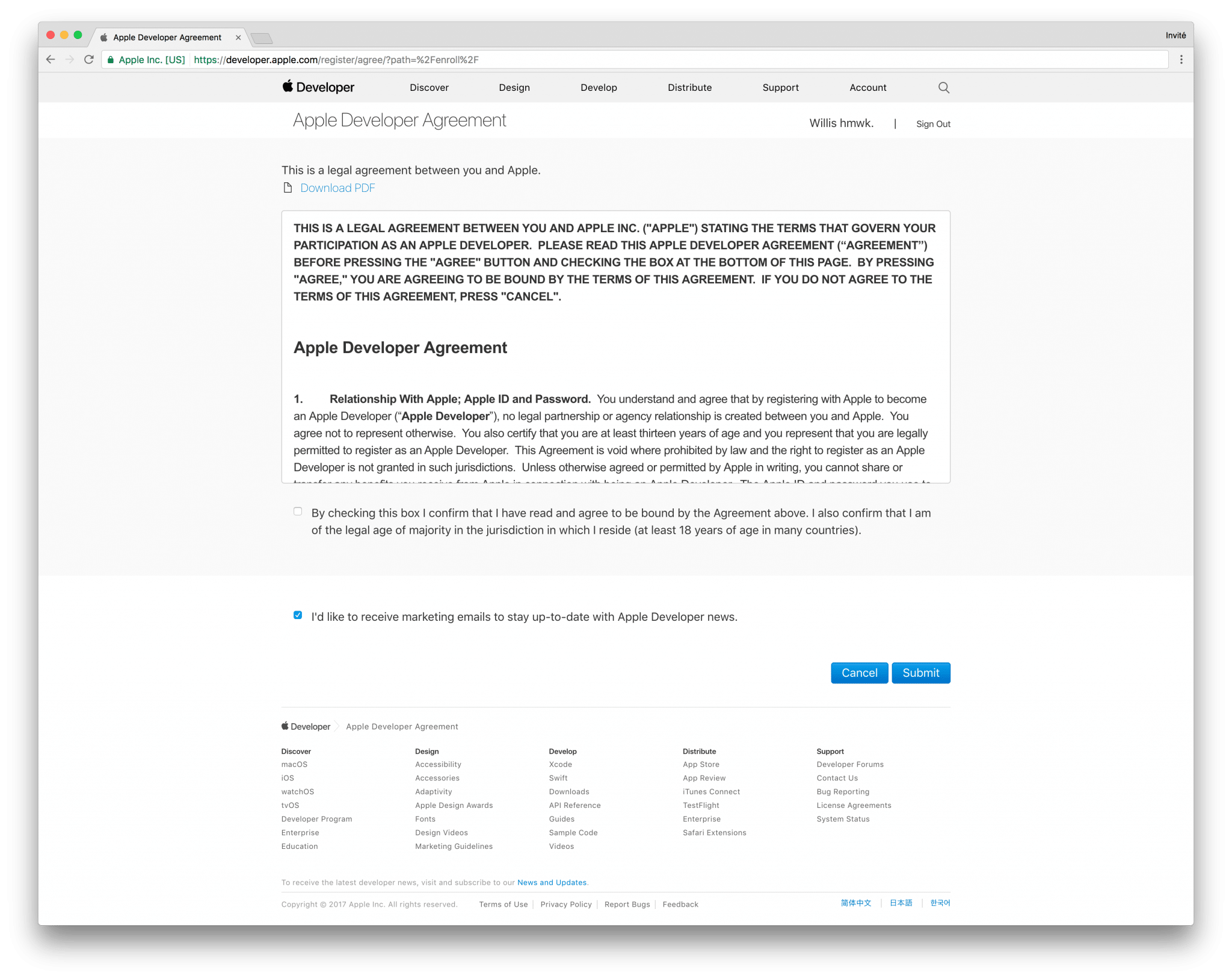 tutoriel apple developer confirm licence