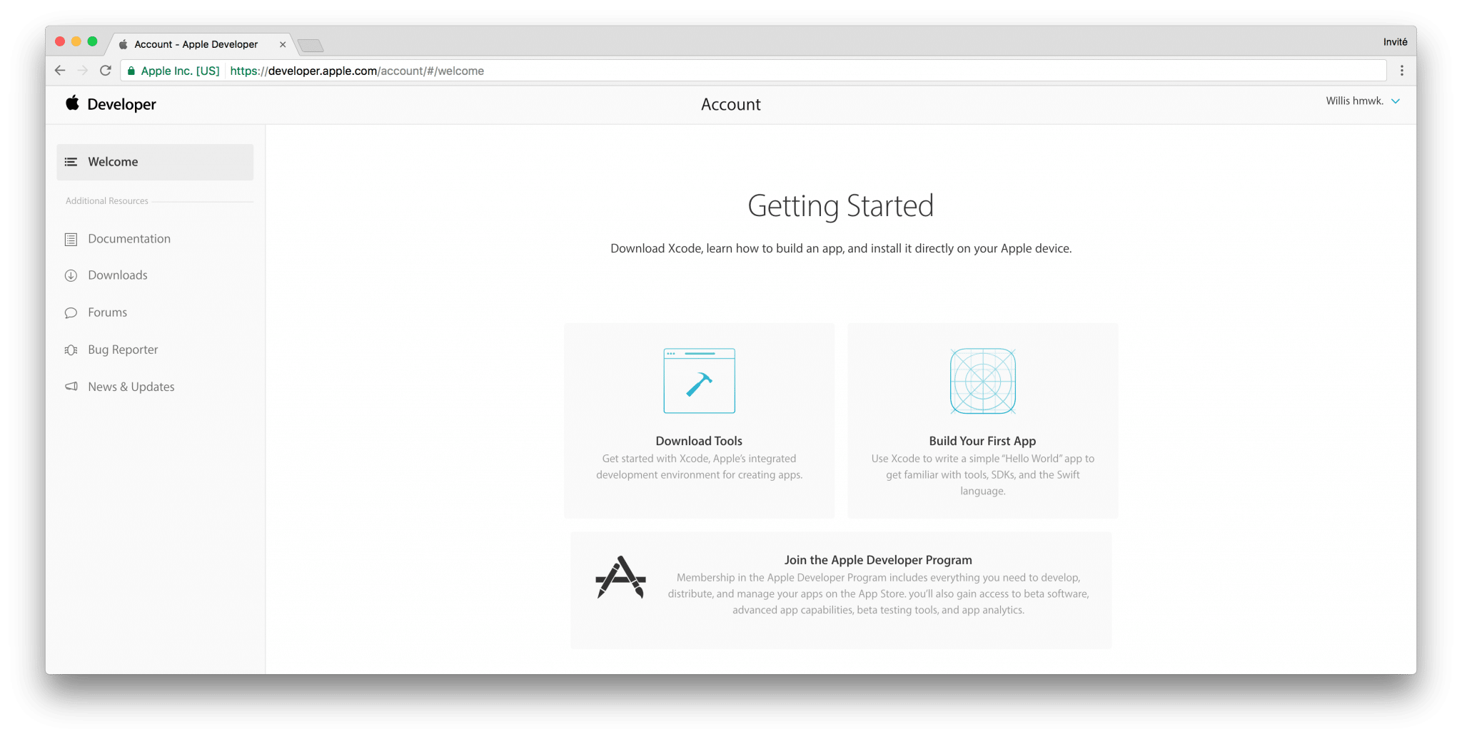 tutoriel apple developer account